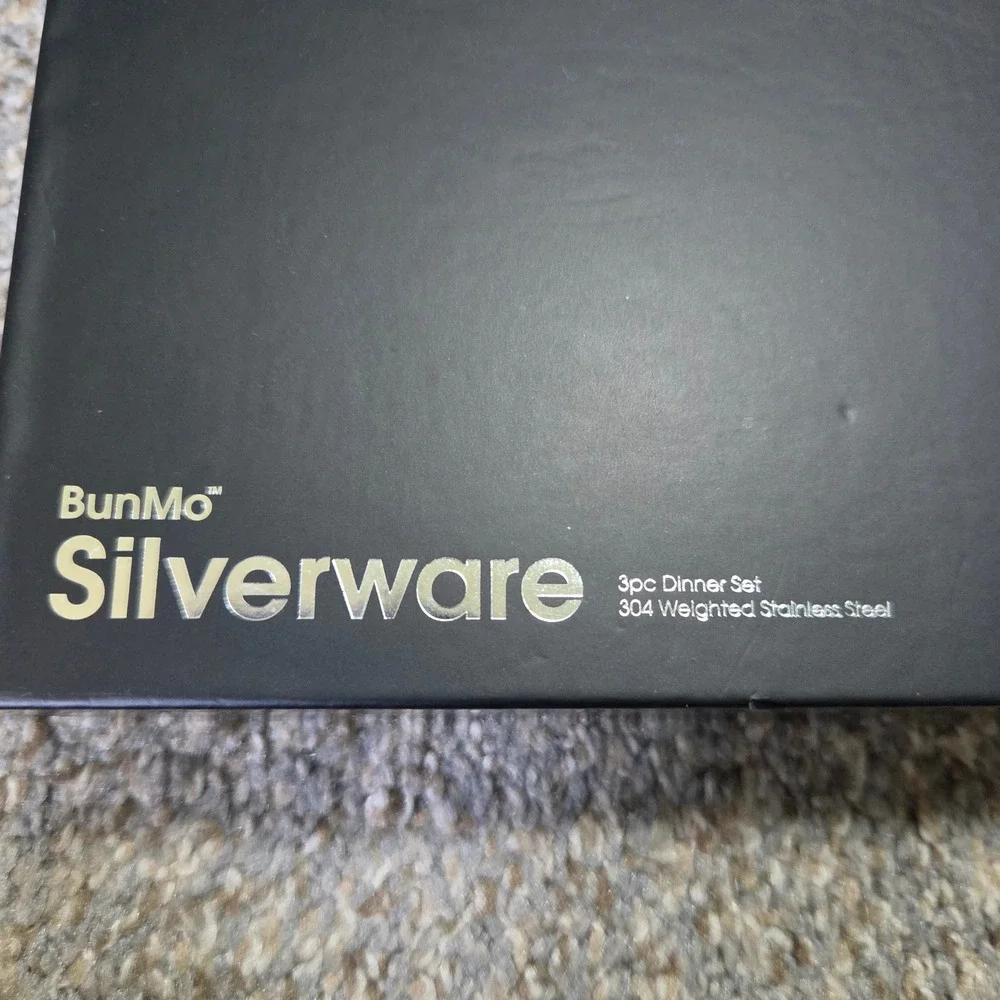 BunMo Weighted Silverware 3pc Dinner Set 304 Stainless Steel 7oz Heavy‎ Utensils